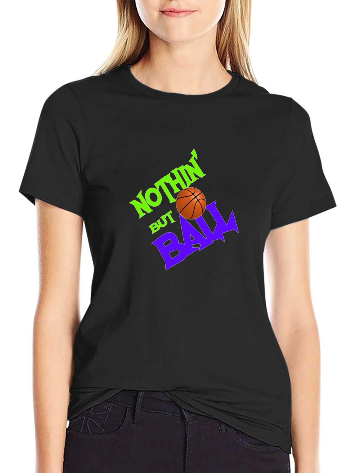 Nothin But Ball Graphic Tee - Black Basketball Shirt