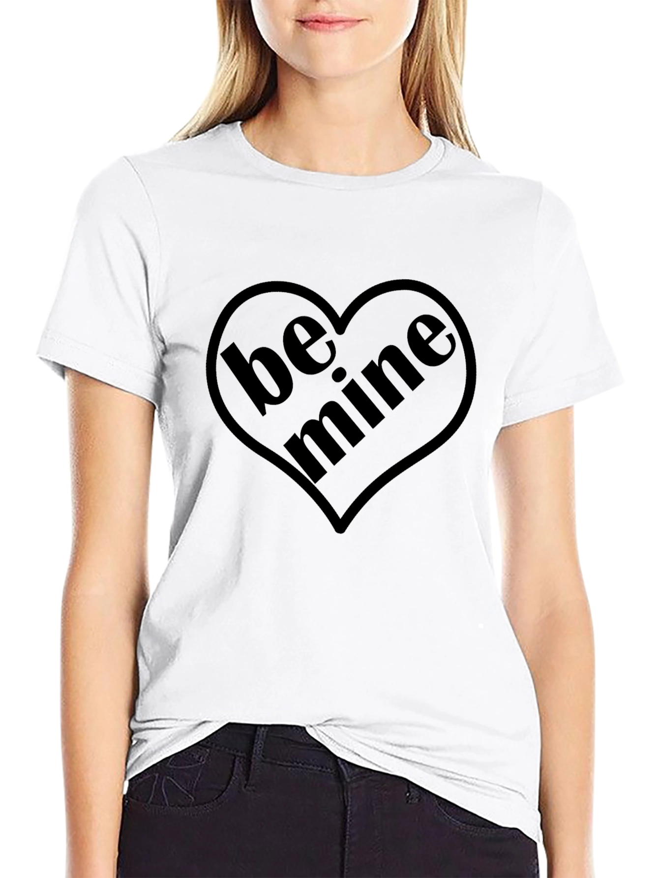 Be Mine Heart Graphic Tee - Black