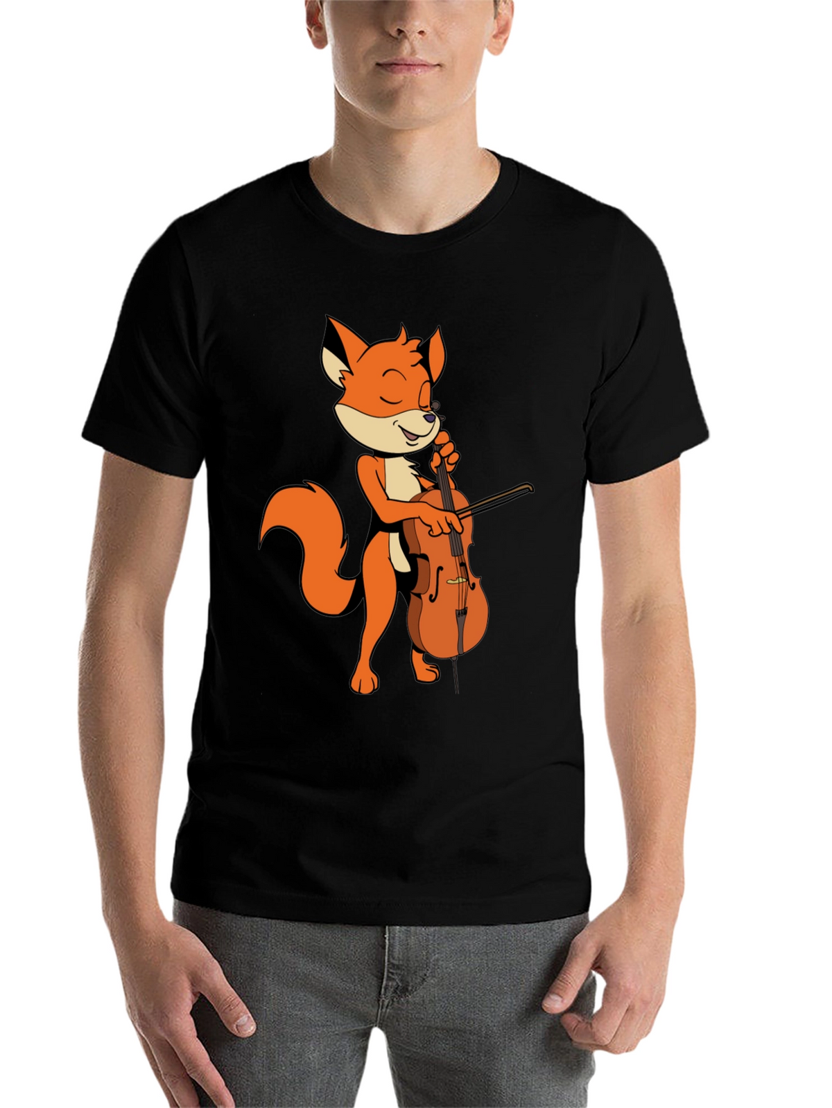 Fox Playing Cello Graphic Tee - Unique Musician Shirt