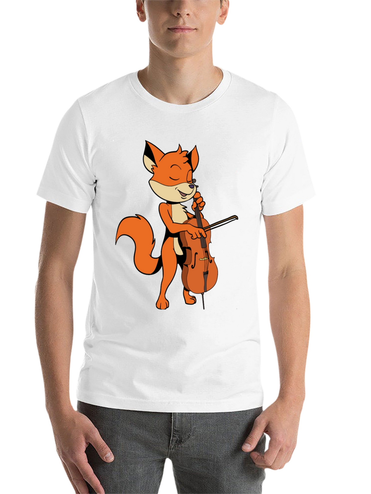 Fox Playing Cello Graphic Tee - Unique Musician Shirt