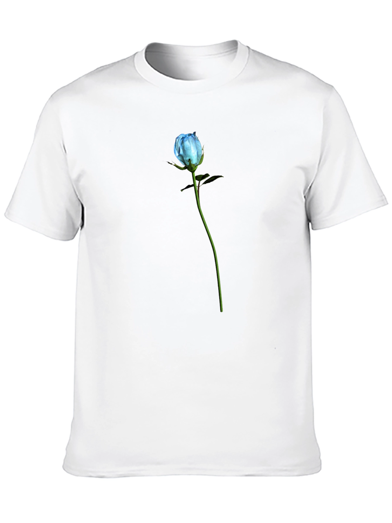 Blue Rose Graphic T-Shirt - Black Cotton Blend