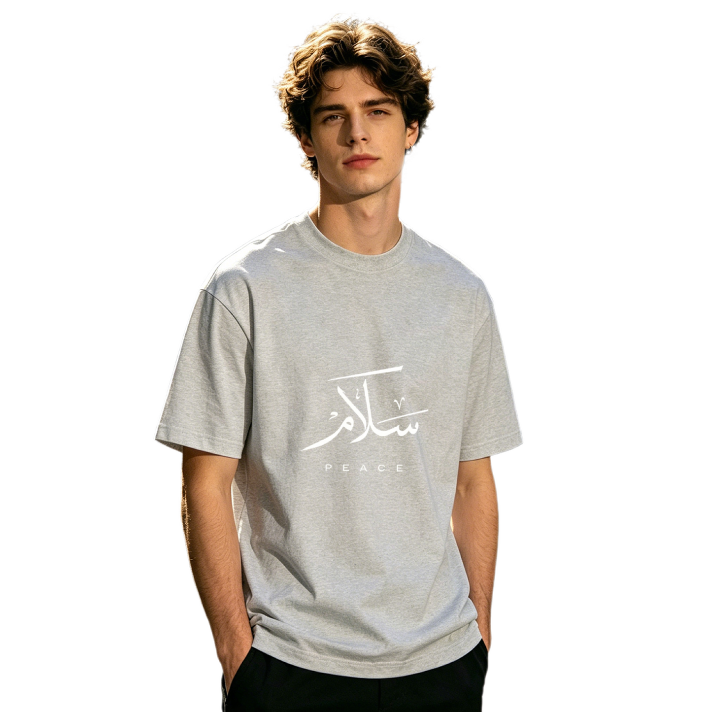 Men's Arabic Peace Calligraphy Minimal Aesthetic Streetwear Tee