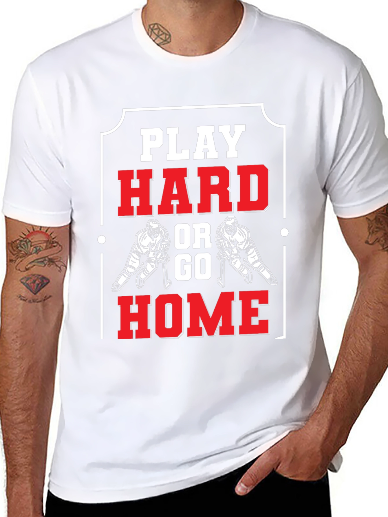 Play Hard Hockey T-Shirt - Black Cotton Graphic Tee