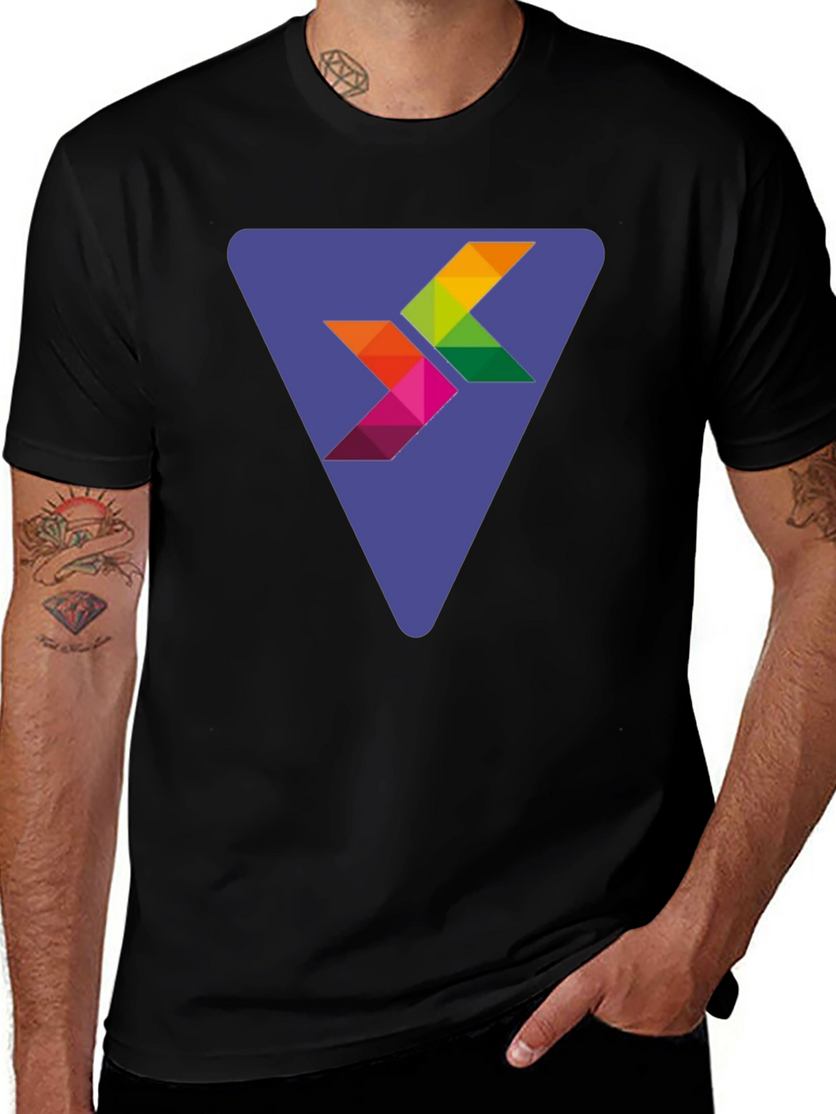 Abstract Arrow Graphic Black T-Shirt