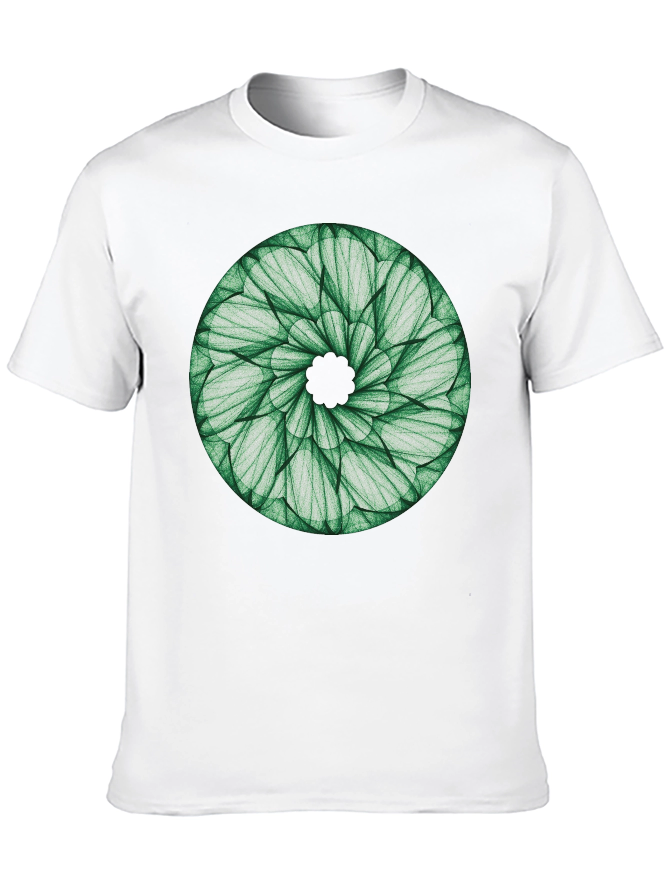 Green Leaf Mandala T-Shirt - Nature Inspired Design