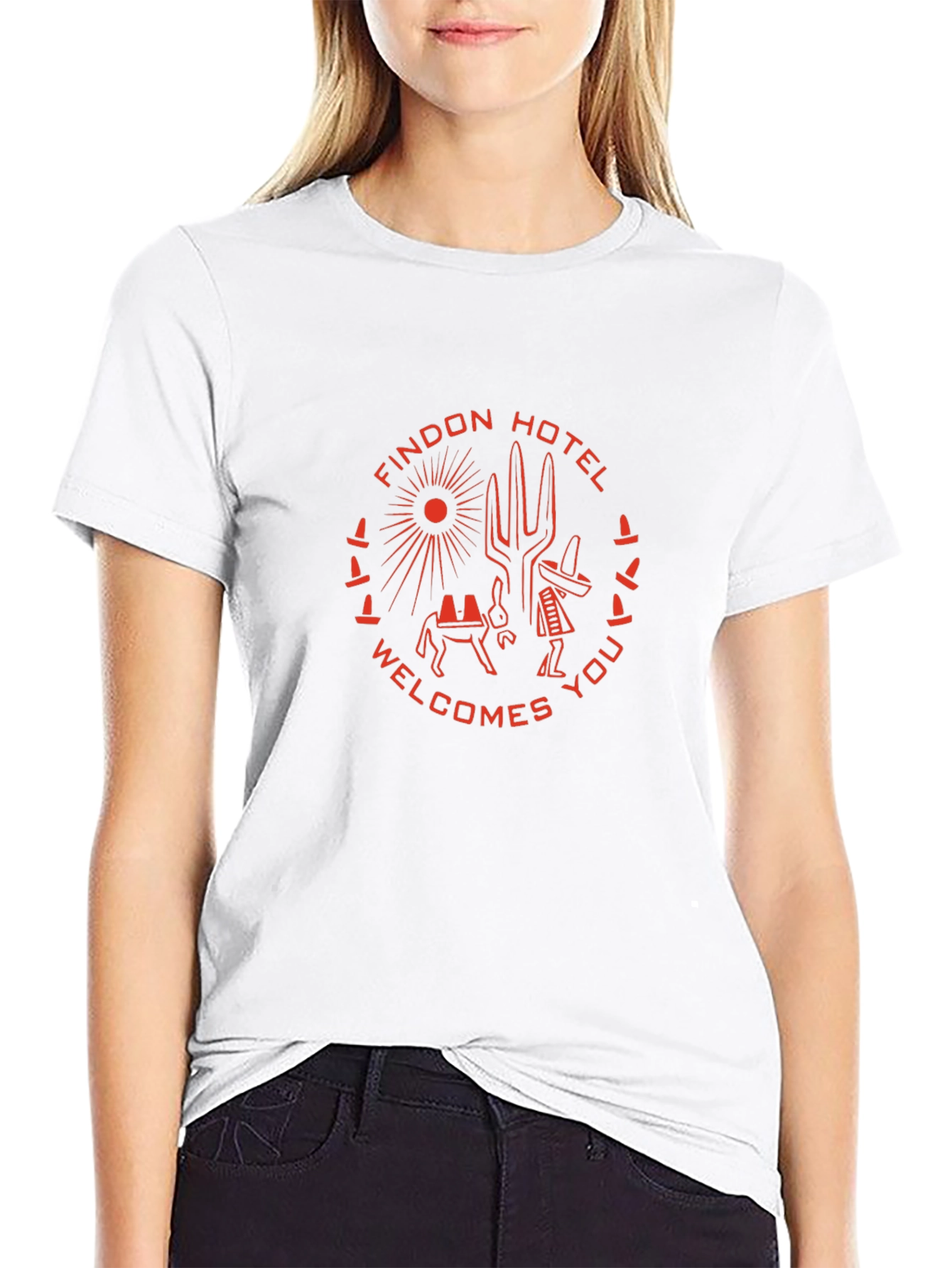 Findon Hotel Graphic Tee - Desert Motif Black T-Shirt