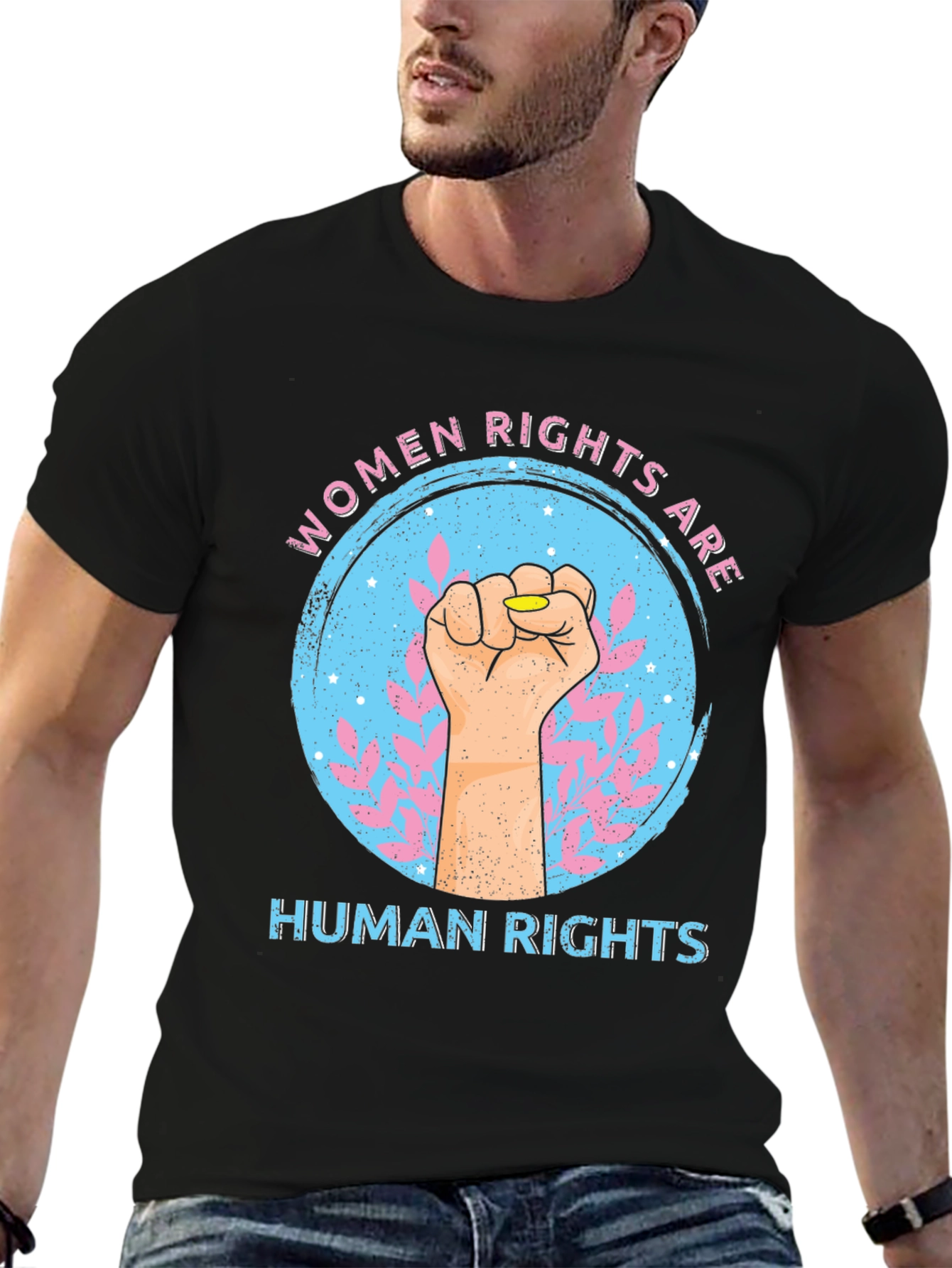 Womens Rights Fist Graphic Tee - Black