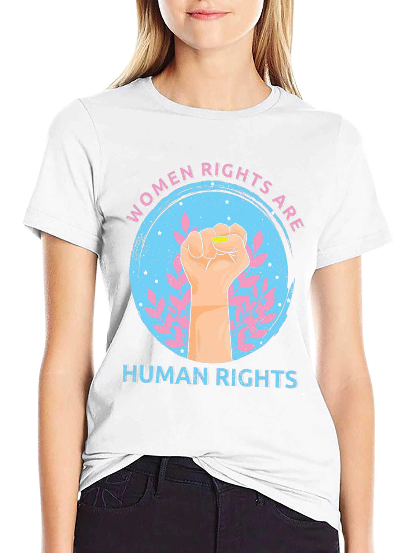 Womens Rights Fist Graphic Tee - Black