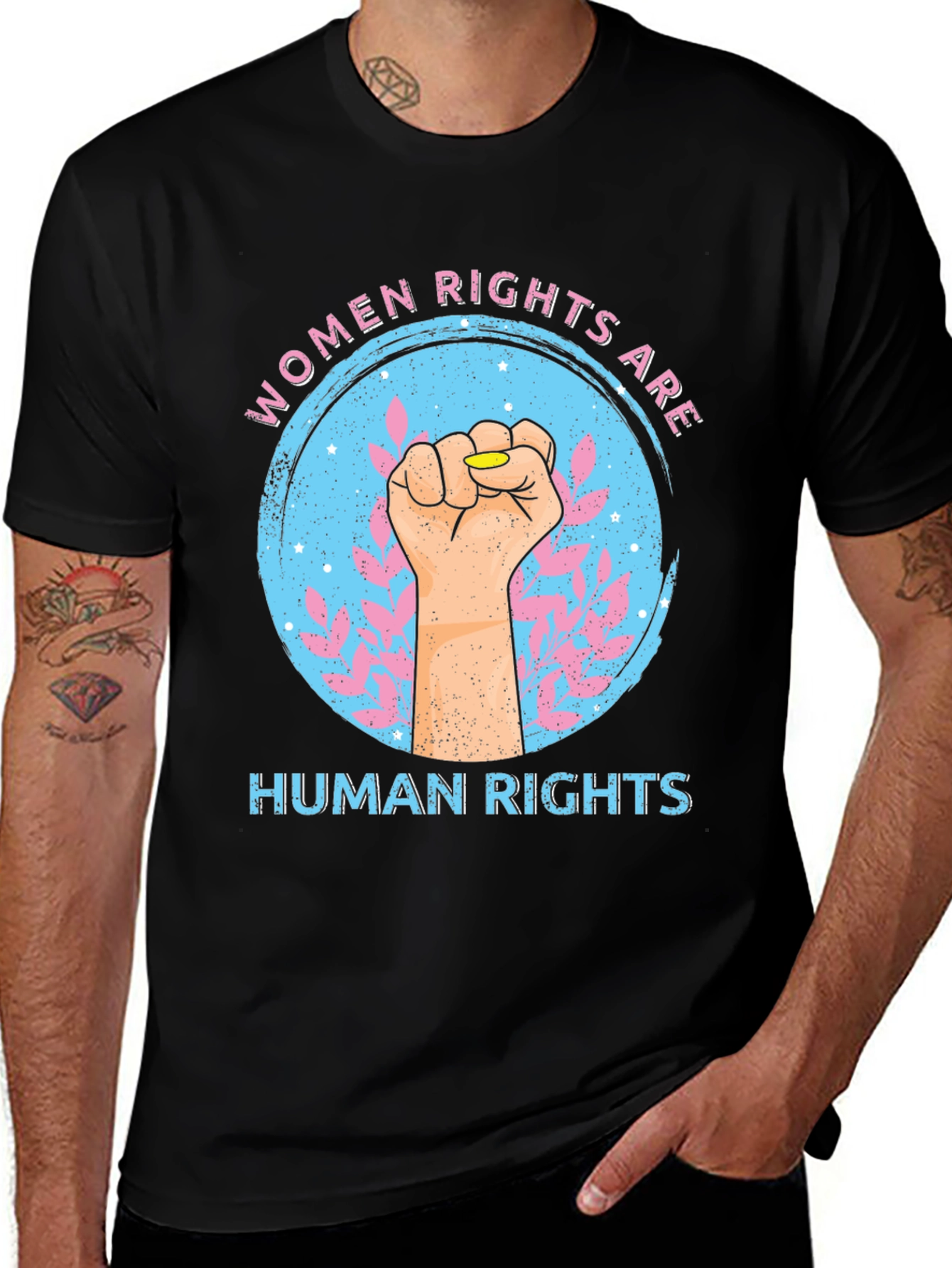 Womens Rights Fist Graphic Tee - Black