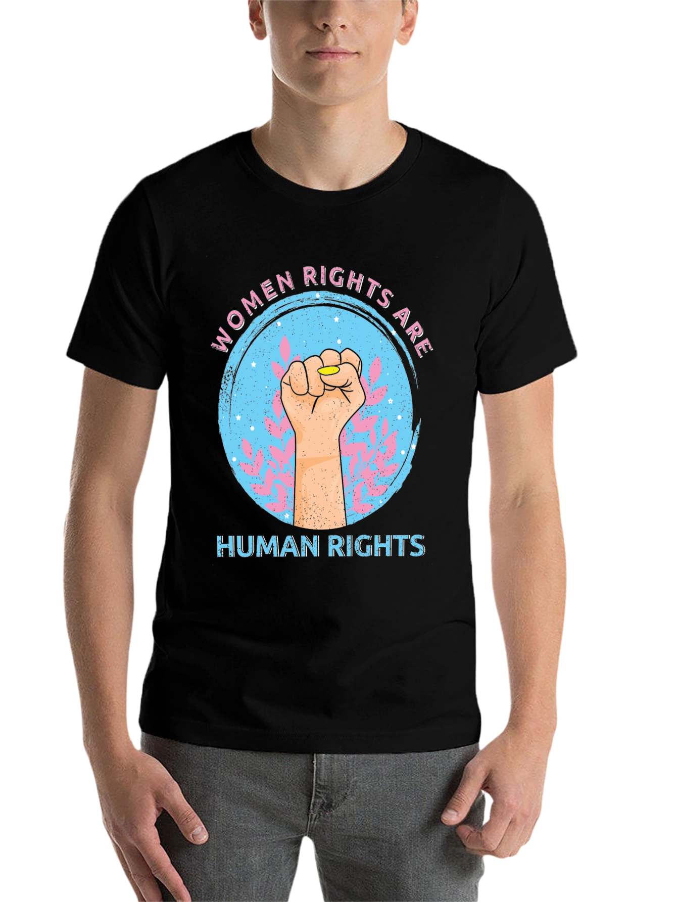 Womens Rights Fist Graphic Tee - Black