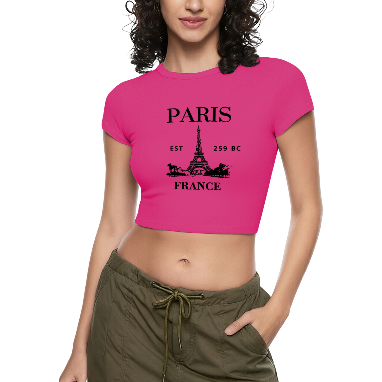 Retro Paris Eiffel Tower Grey Crop Tee ¨C Vintage Travel Aesthetic Top