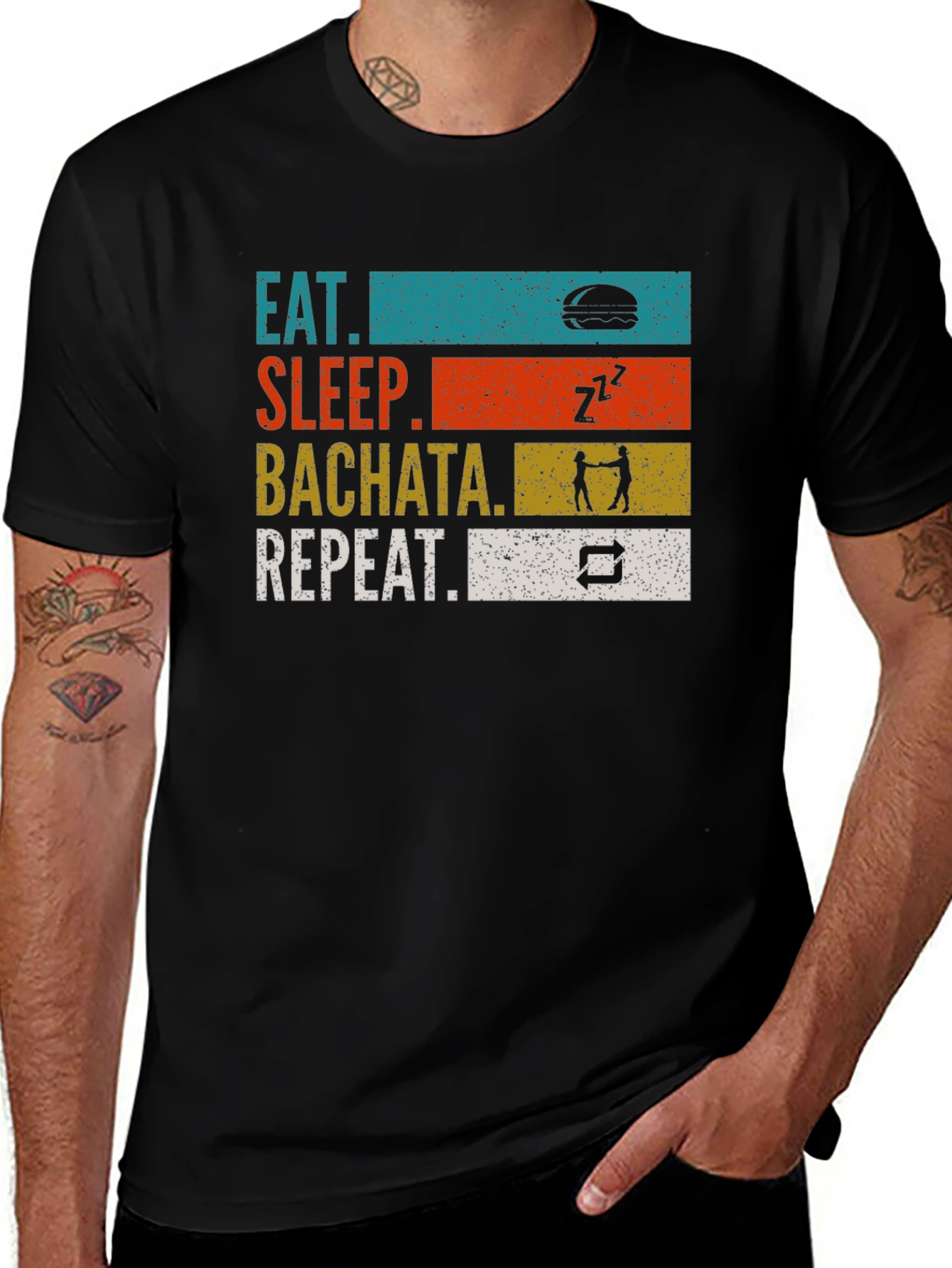 Eat Sleep Bachata Repeat Graphic T-Shirt