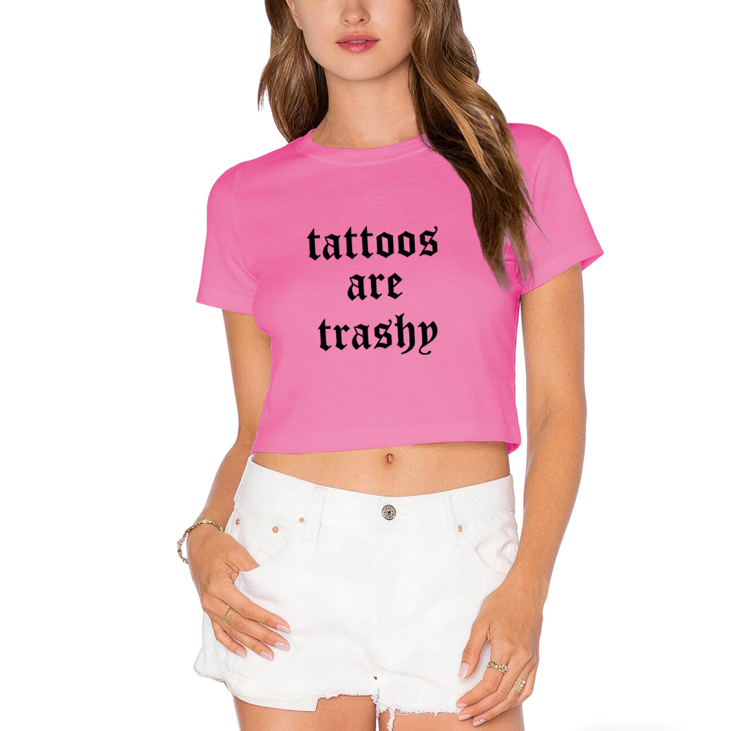 Gothic Font Tattoos Are Trashy Edgy Red Crop Top