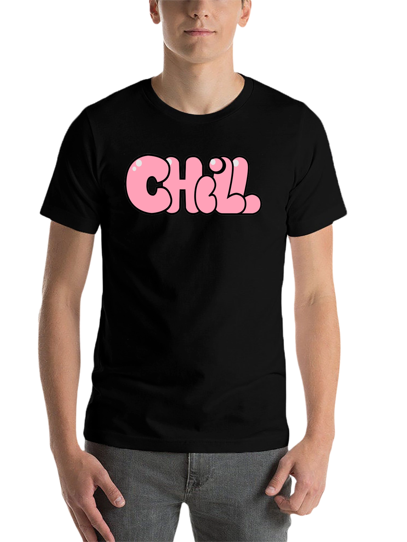 Chill Bubble Letter Graphic Tee - Black