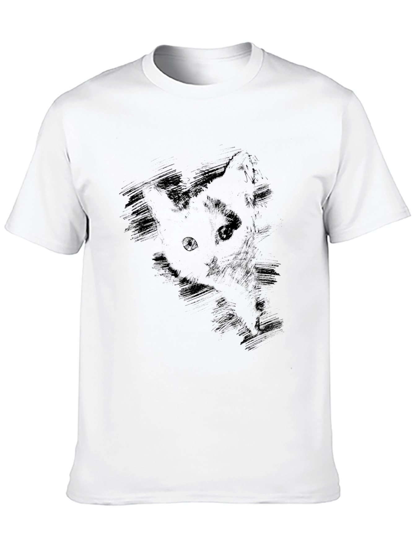 Mens Black Cat Sketch Graphic Tee