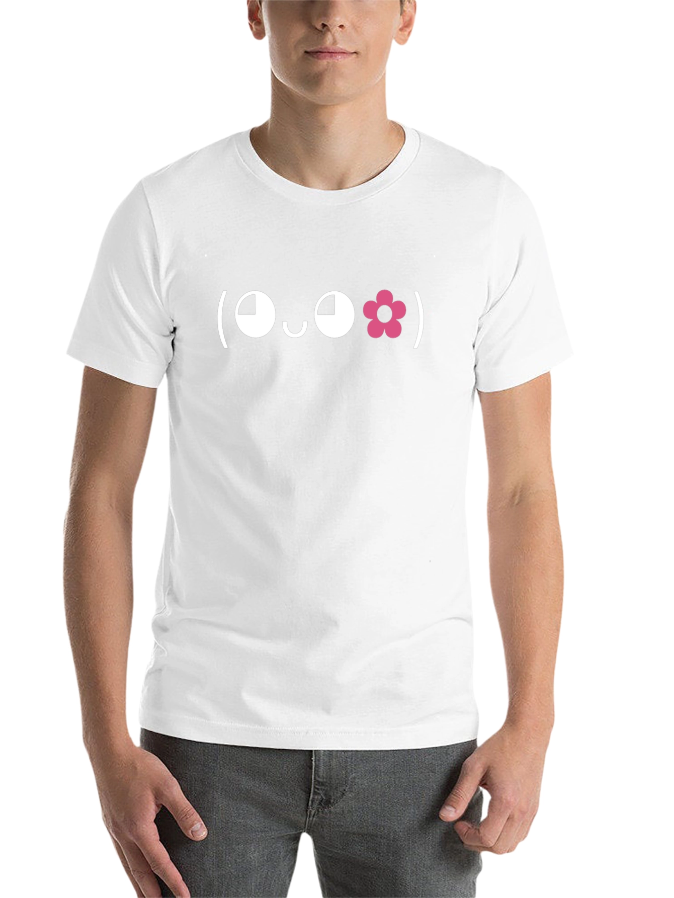 Cute Flower Face Emoji Black T-Shirt