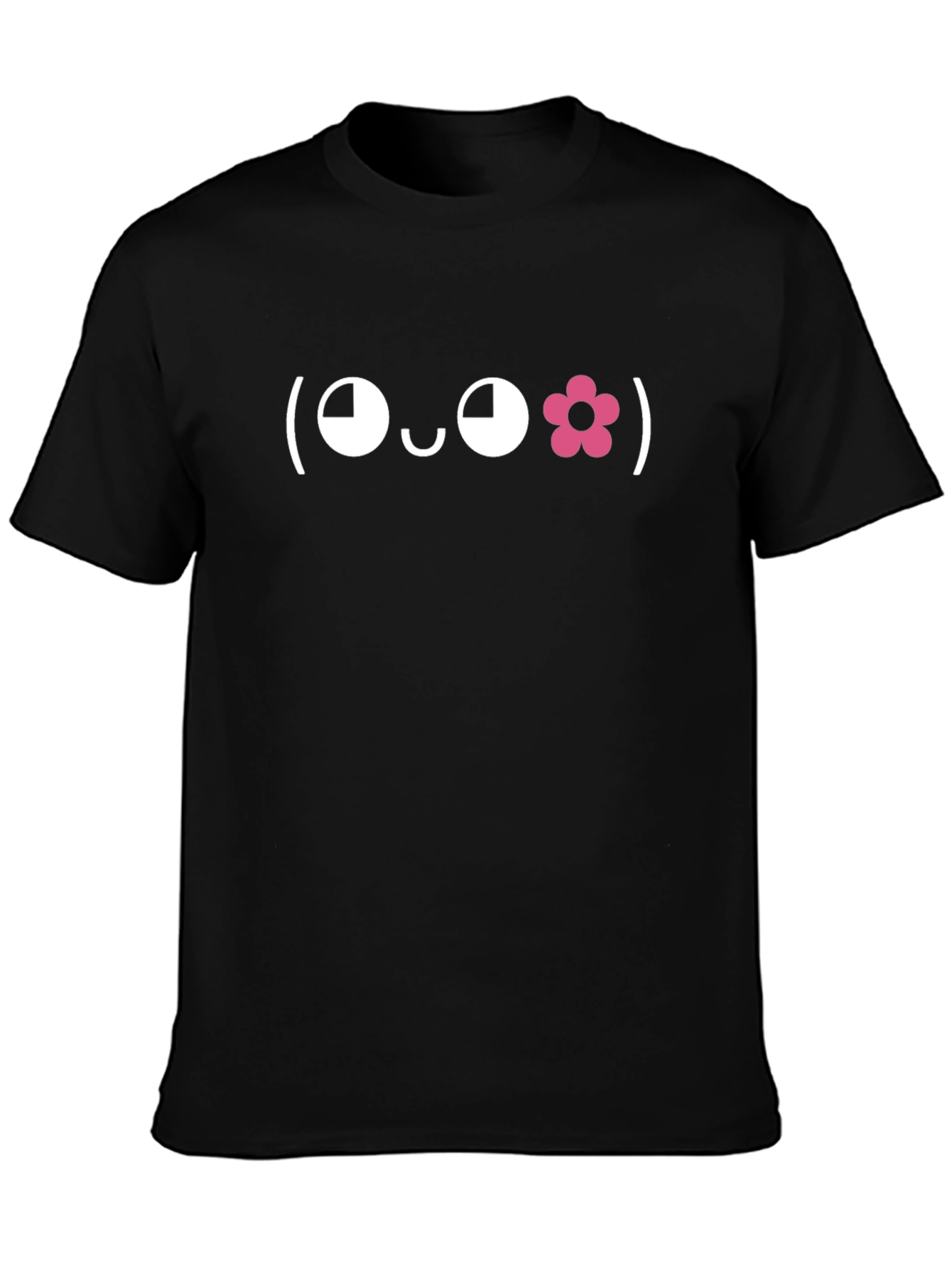 Cute Flower Face Emoji Black T-Shirt