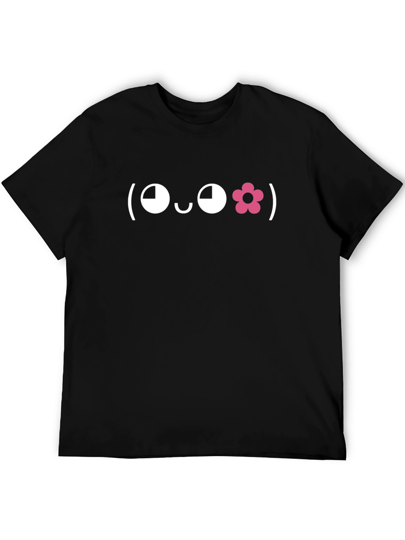 Cute Flower Face Emoji Black T-Shirt