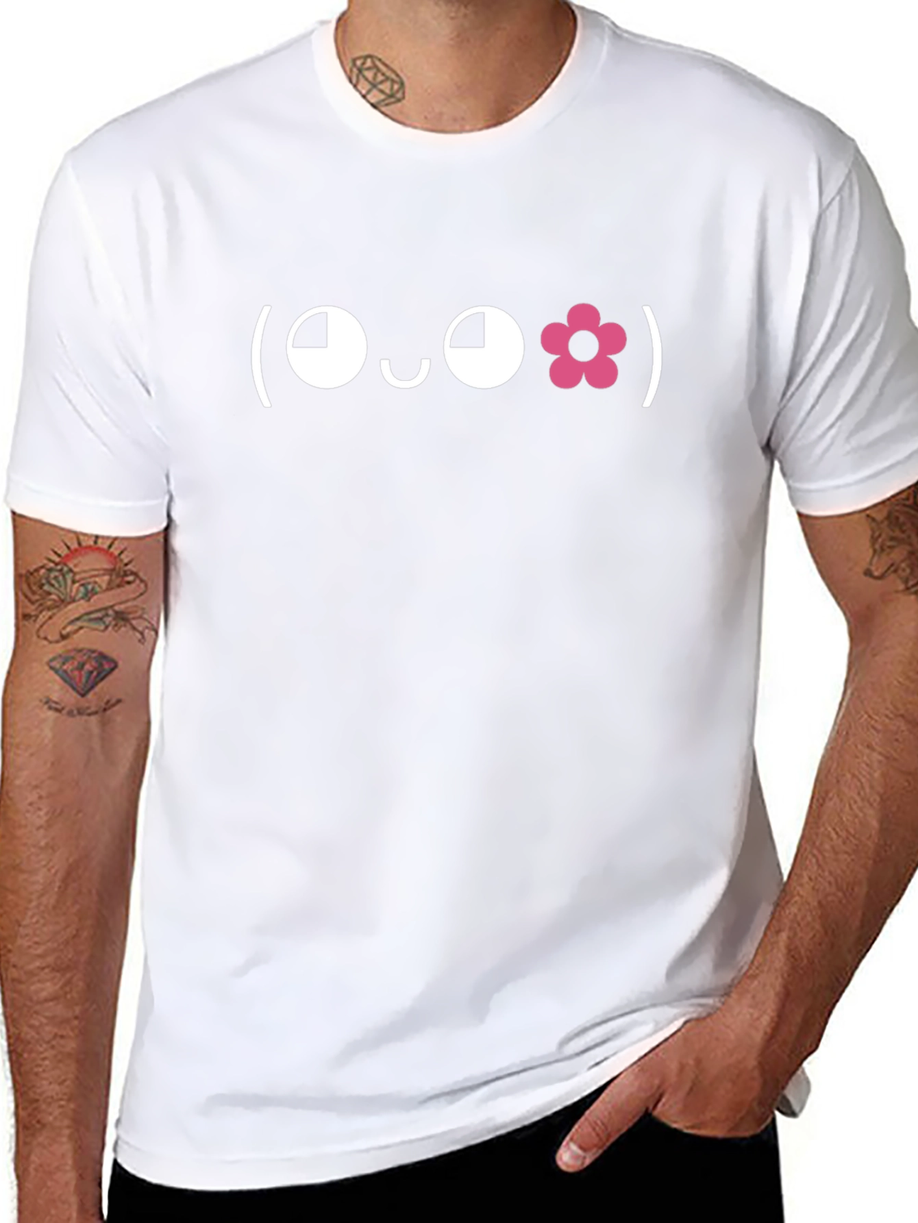 Cute Flower Face Emoji Black T-Shirt