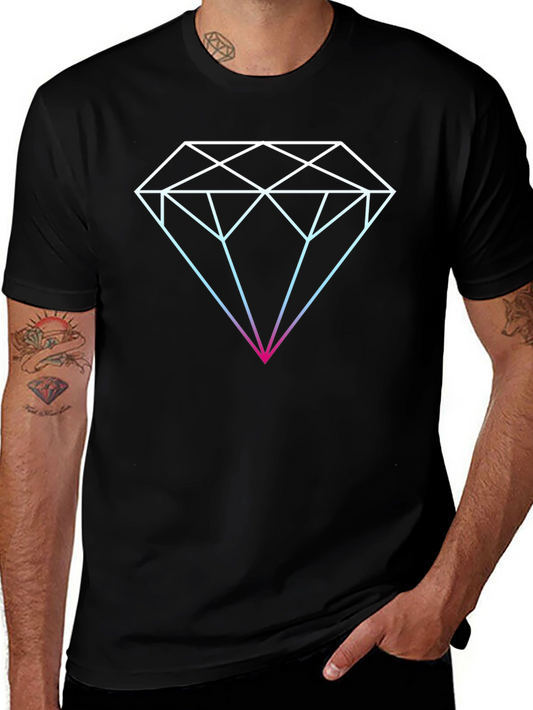 Geometric Diamond Graphic T-Shirt - Mens Black Tee