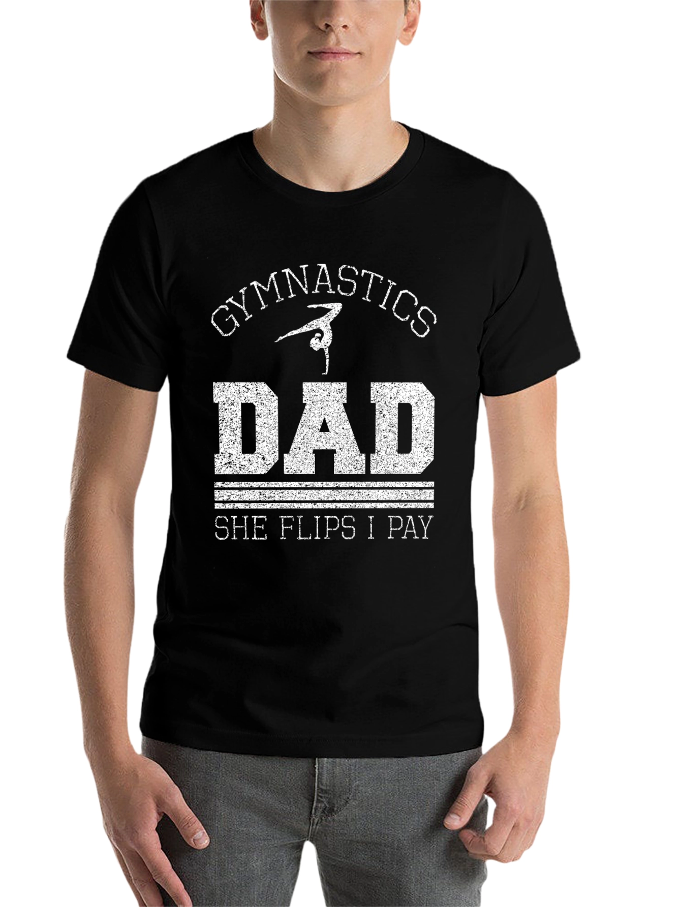 Gymnastics Dad Tee - She Flips I Pay