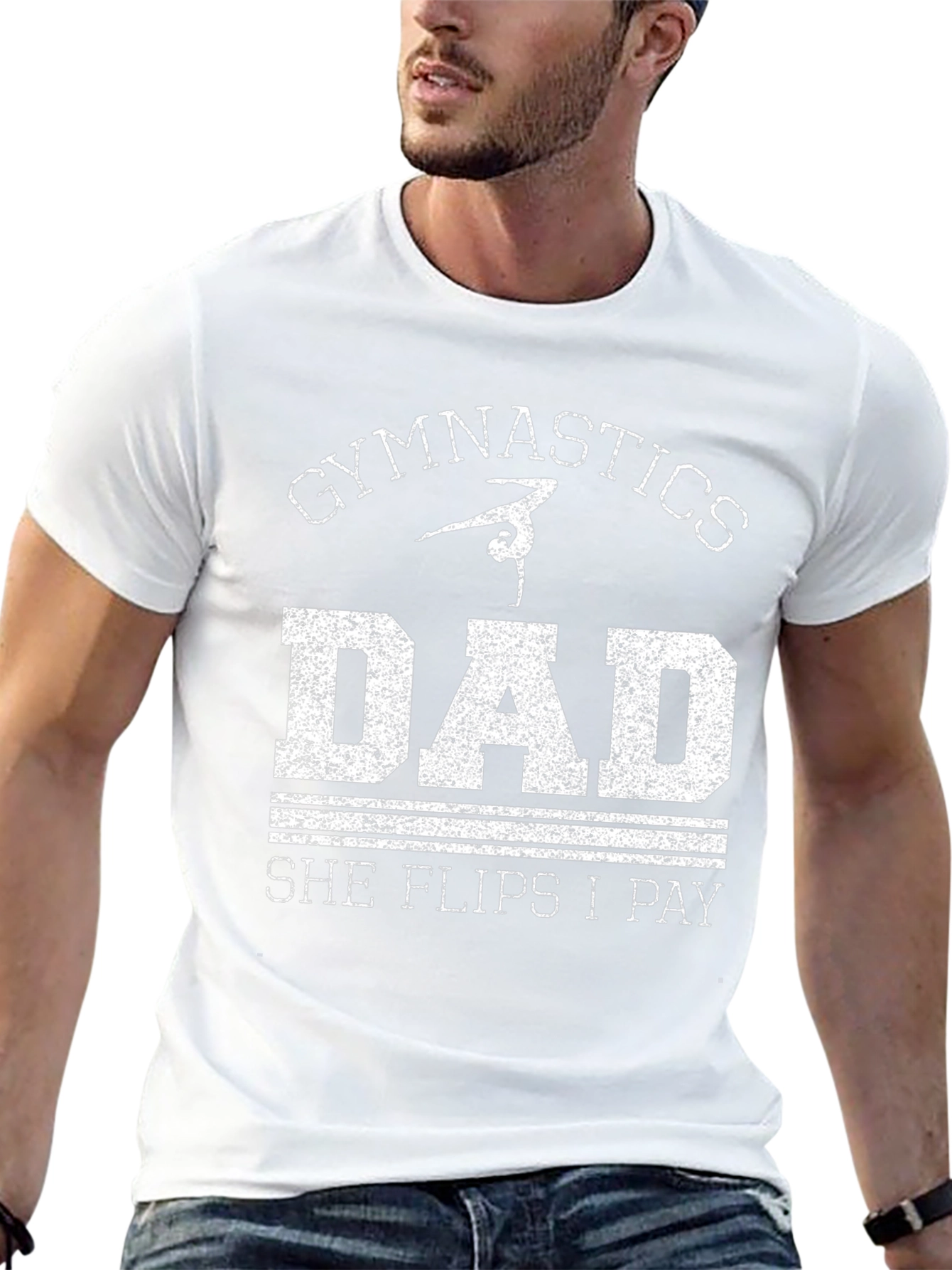 Gymnastics Dad Tee - She Flips I Pay