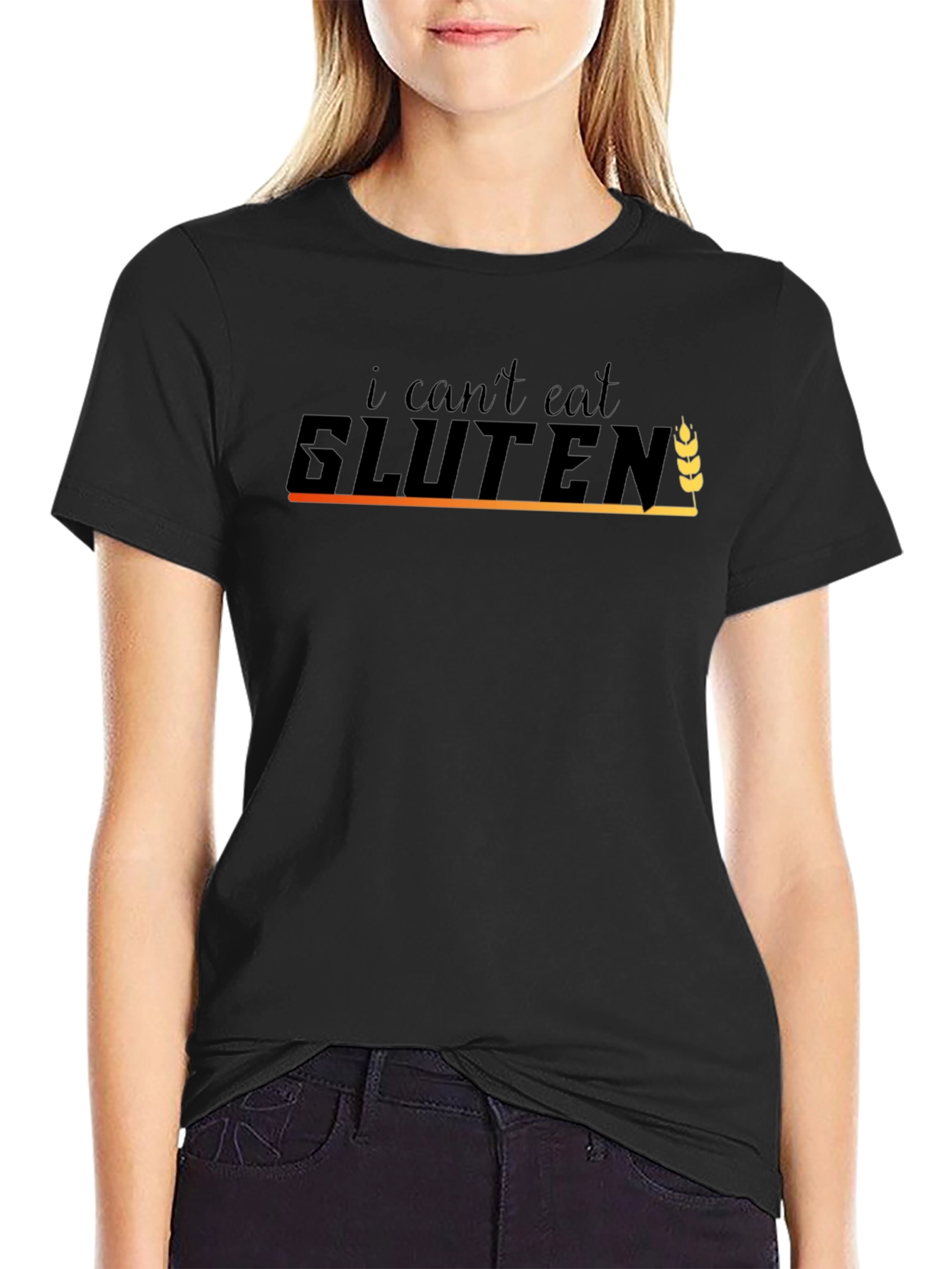 I Cant Eat Gluten Black T-Shirt