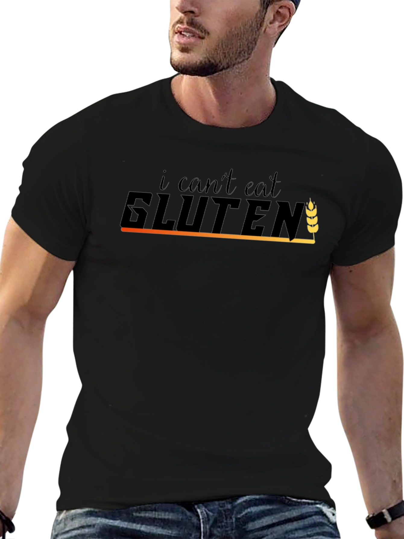 I Cant Eat Gluten Black T-Shirt