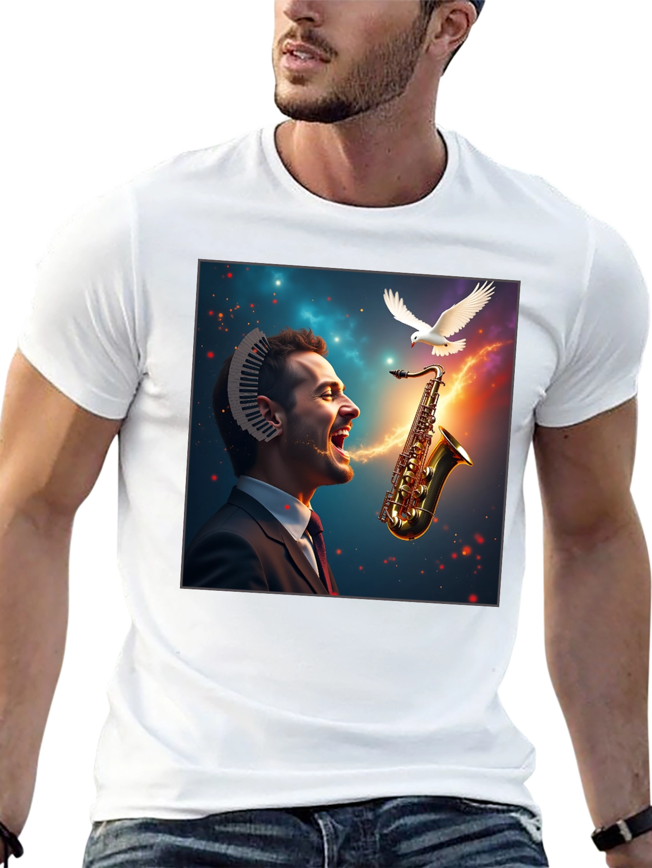 Musical Mind T-Shirt - Artistic Saxophone Design