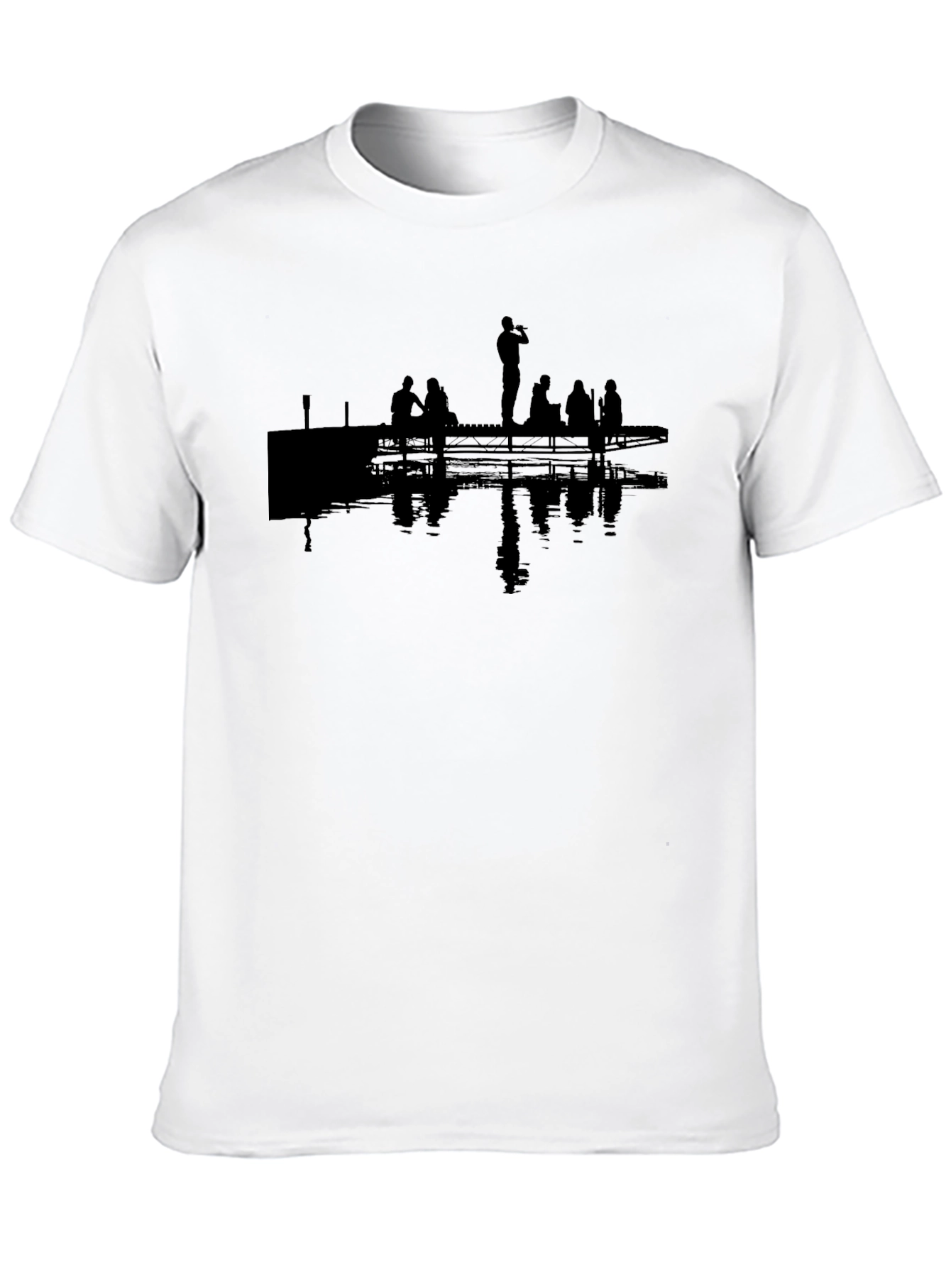 Silhouette Dock Scene Graphic Tee - Black