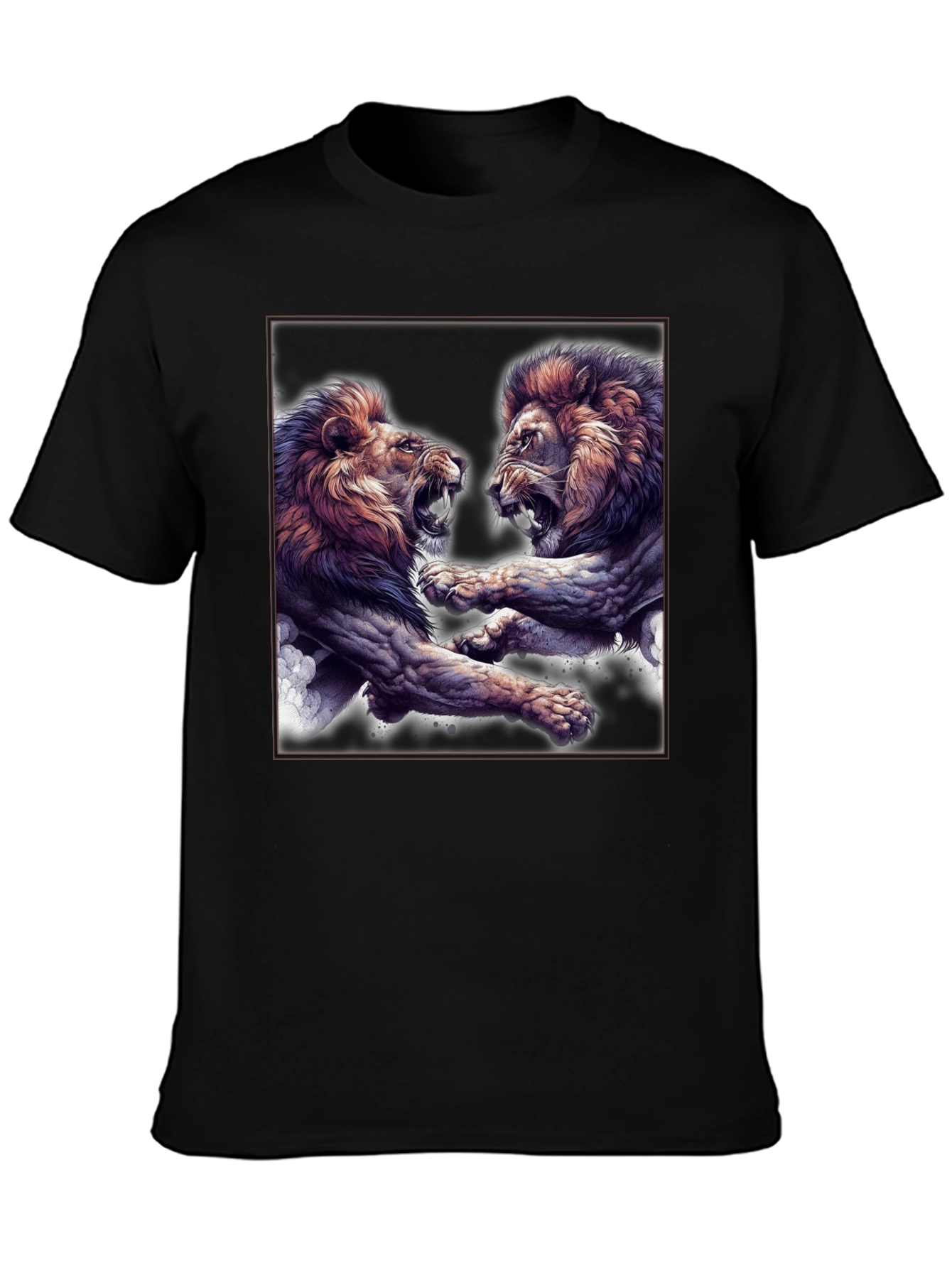 Lion Fight Graphic Black T-Shirt