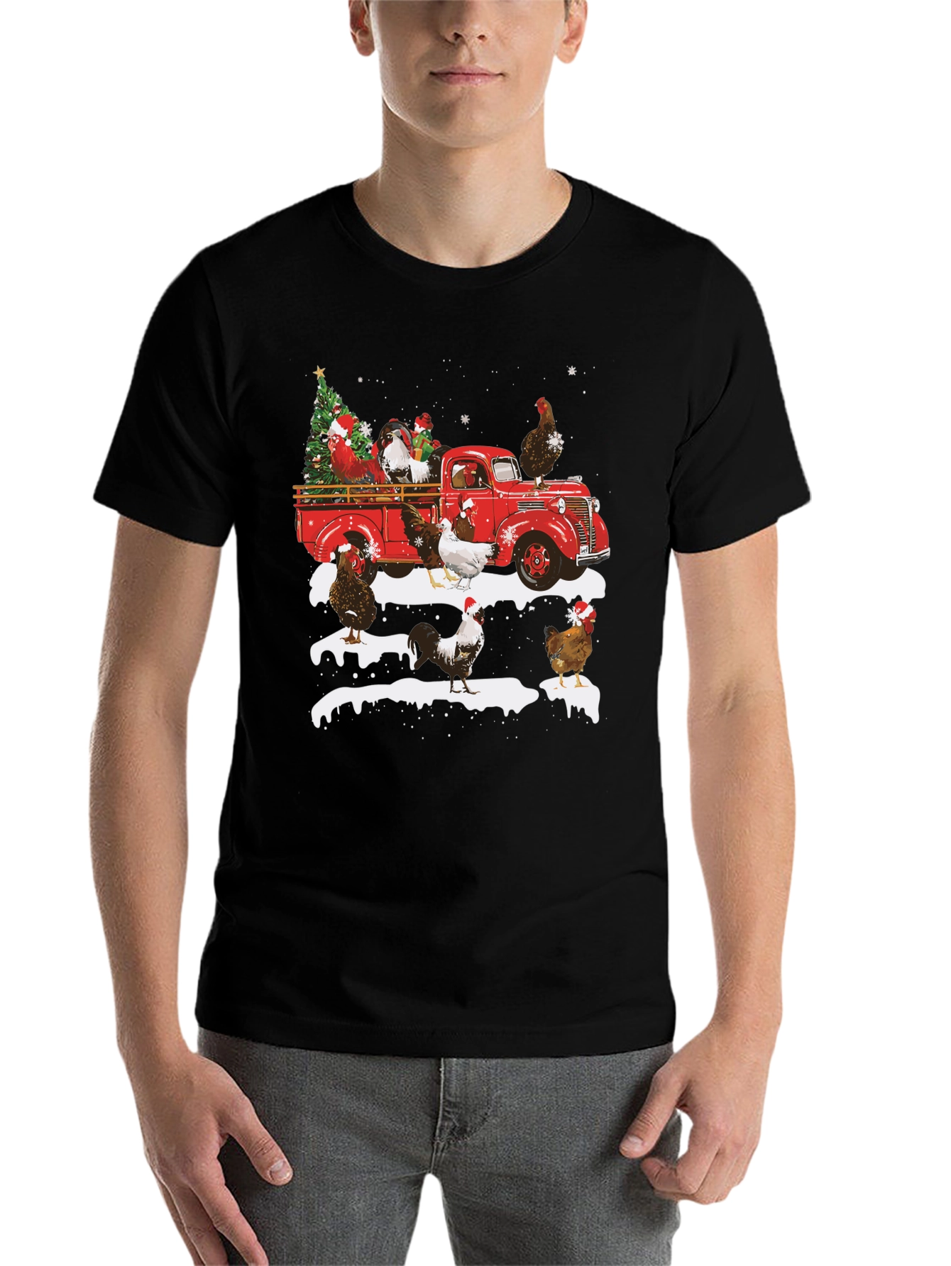 Festive Chicken Truck Graphic Tee