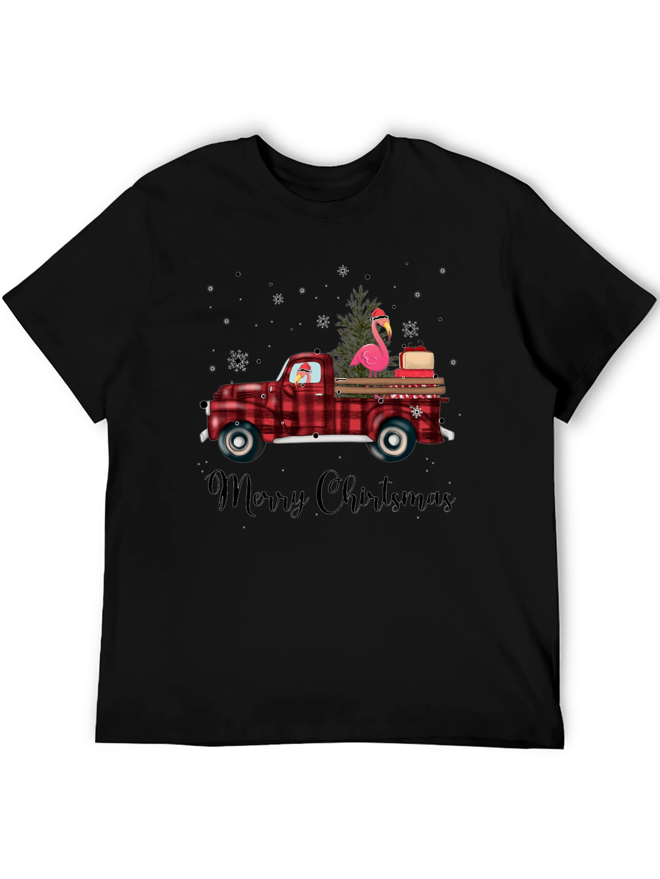 Festive Flamingo Christmas Truck T-Shirt