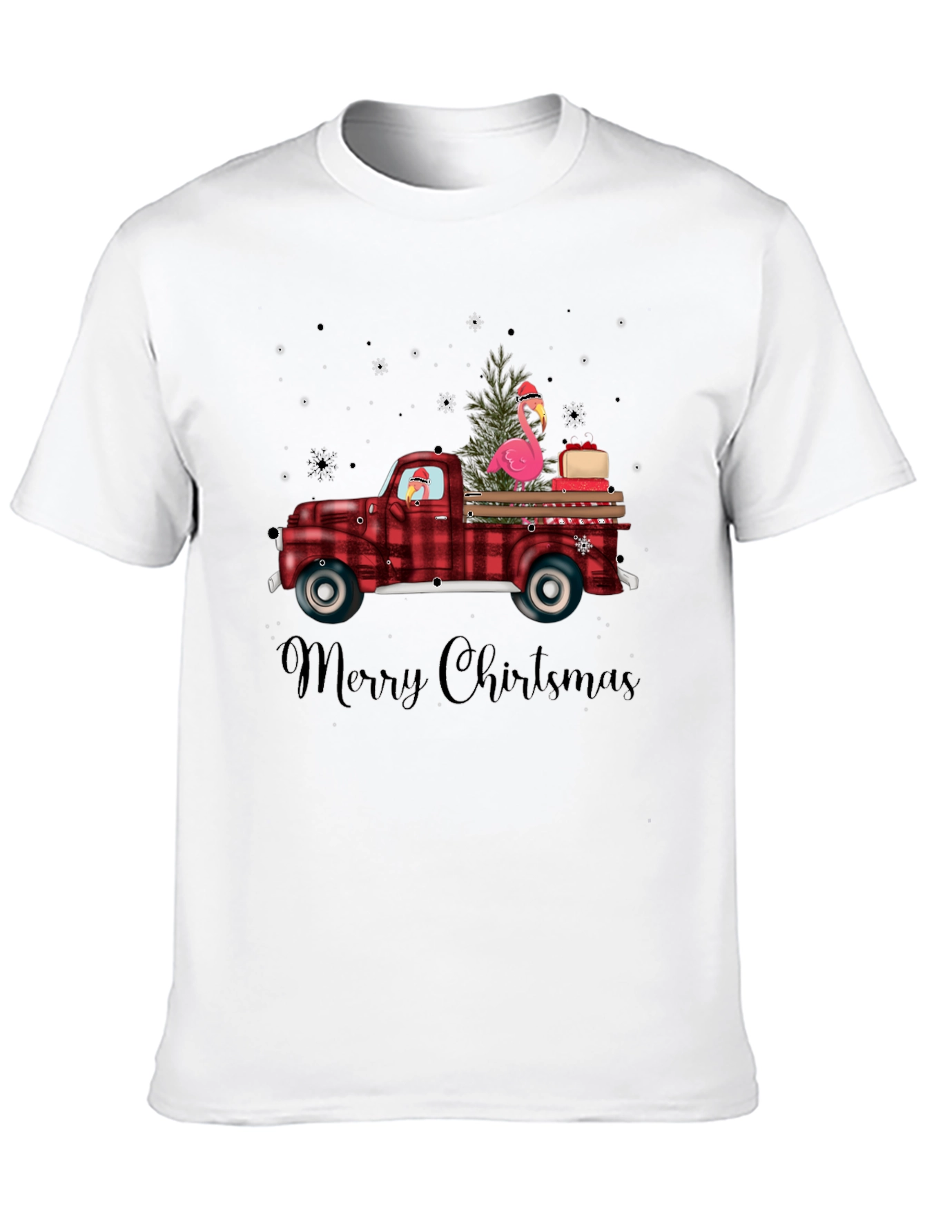 Festive Flamingo Christmas Truck T-Shirt