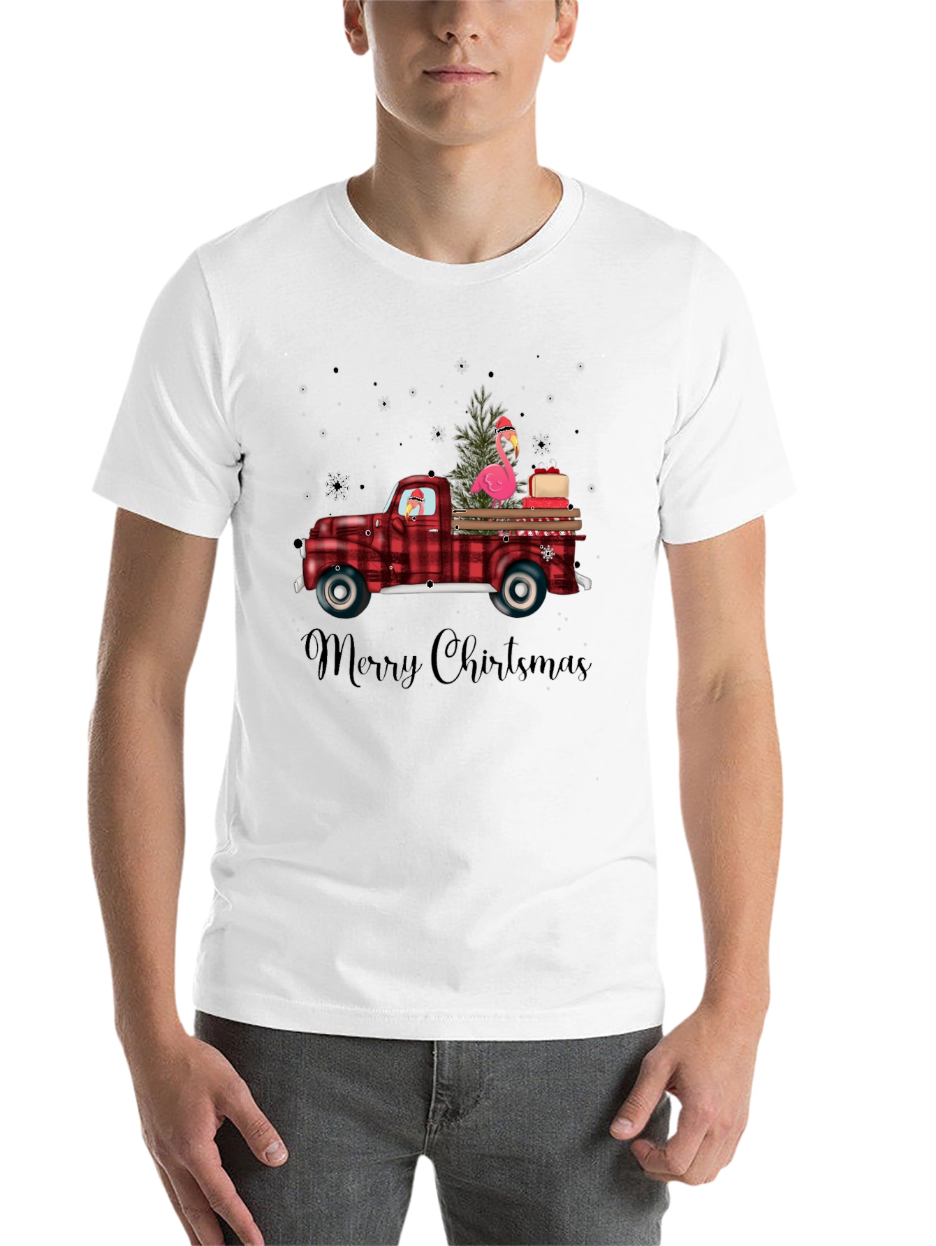 Festive Flamingo Christmas Truck T-Shirt