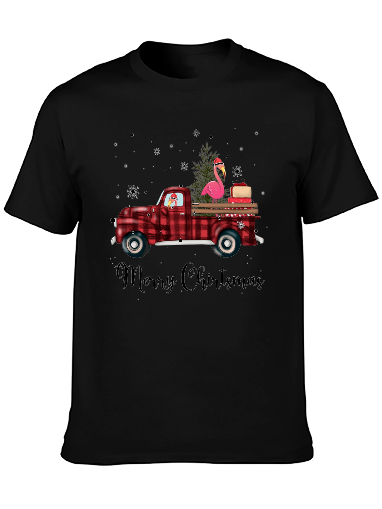 Festive Flamingo Christmas Truck T-Shirt