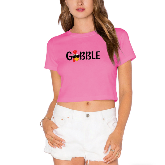 Gobble Cool Sunglasses Turkey Thanksgiving Crop Top
