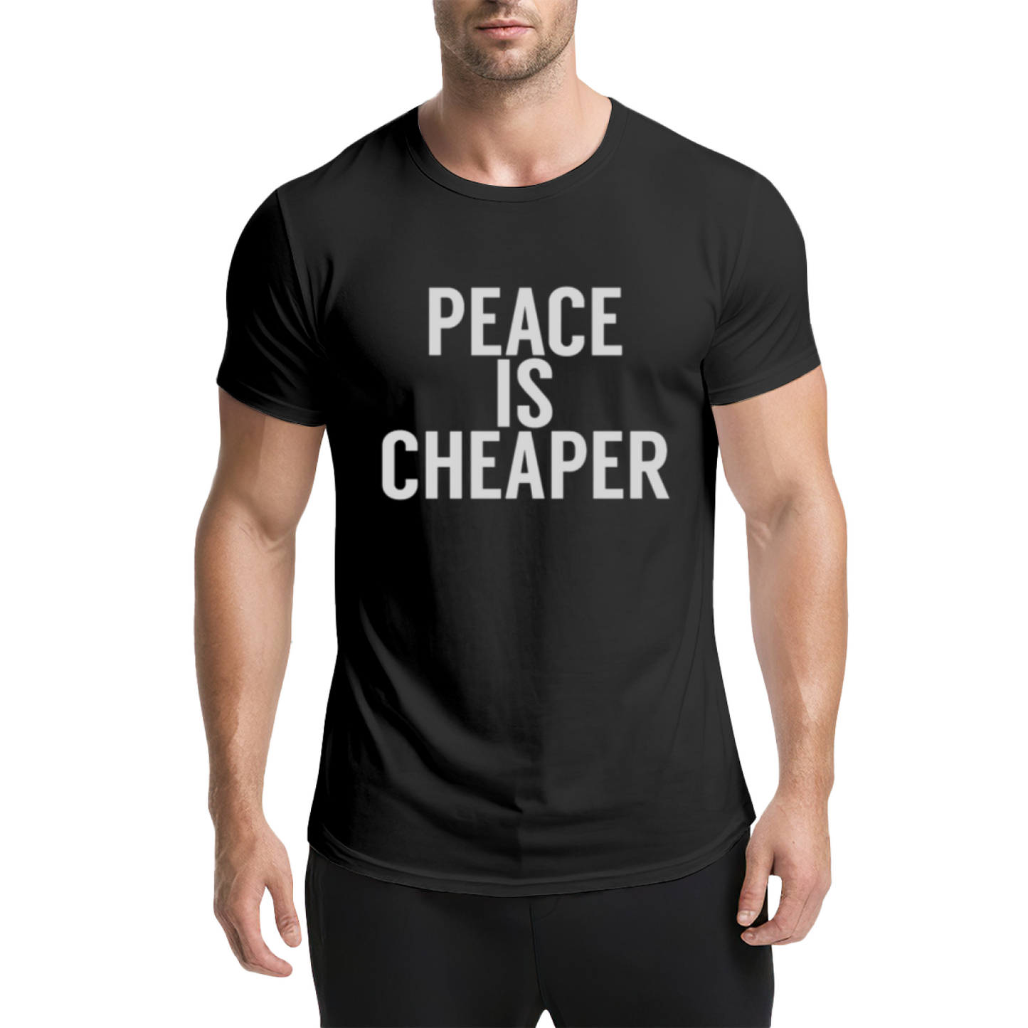 Peace Is Cheaper Anti-War Simple Text T-Shirt