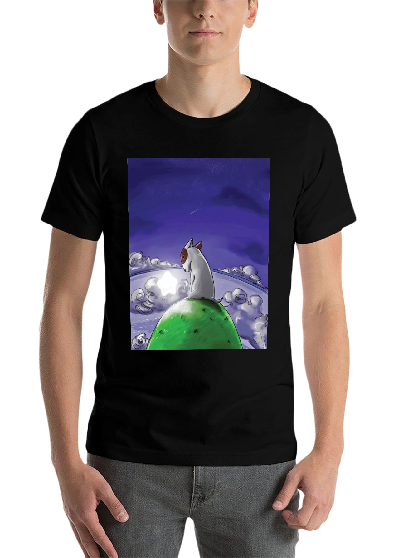 Dog Stargazing Tee - Bull Terrier Graphic Print