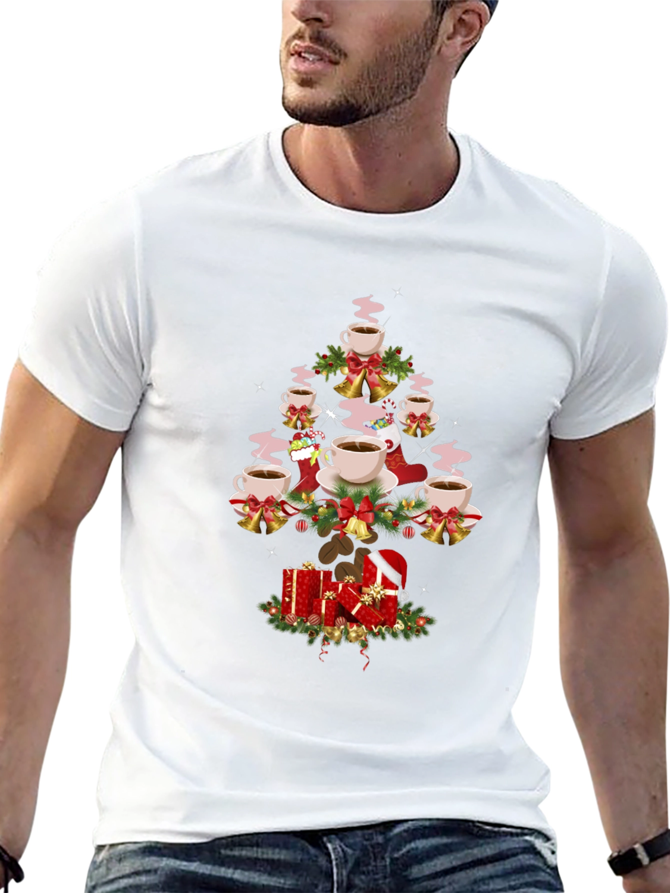 Coffee Christmas Tree Graphic T-Shirt
