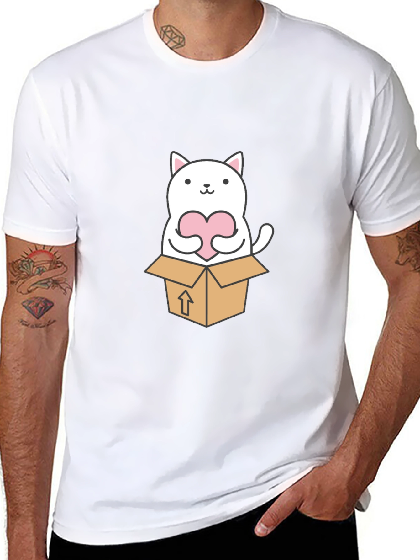 Cute Cat in a Box Graphic Tee