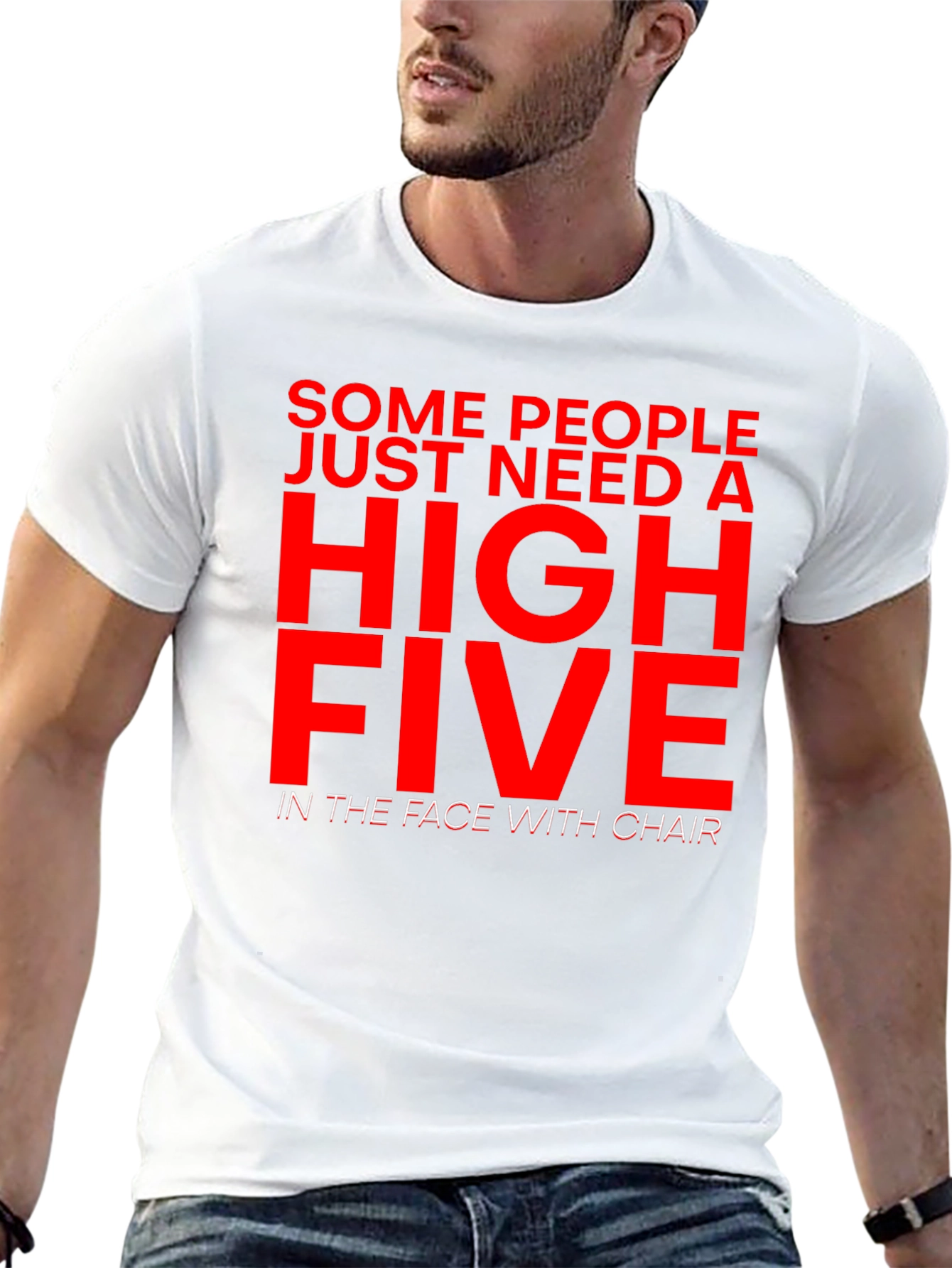 Sarcastic Humor T-Shirt - High Five With Chair