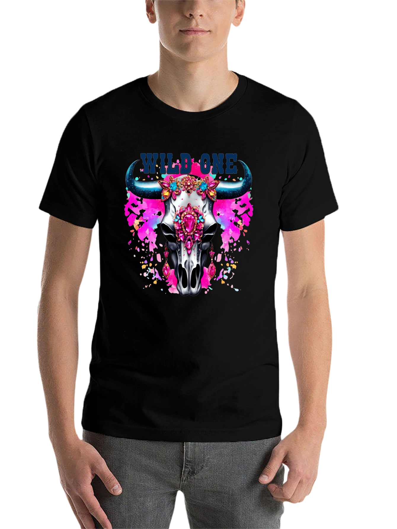 Wild One Bull Skull Graphic T-Shirt