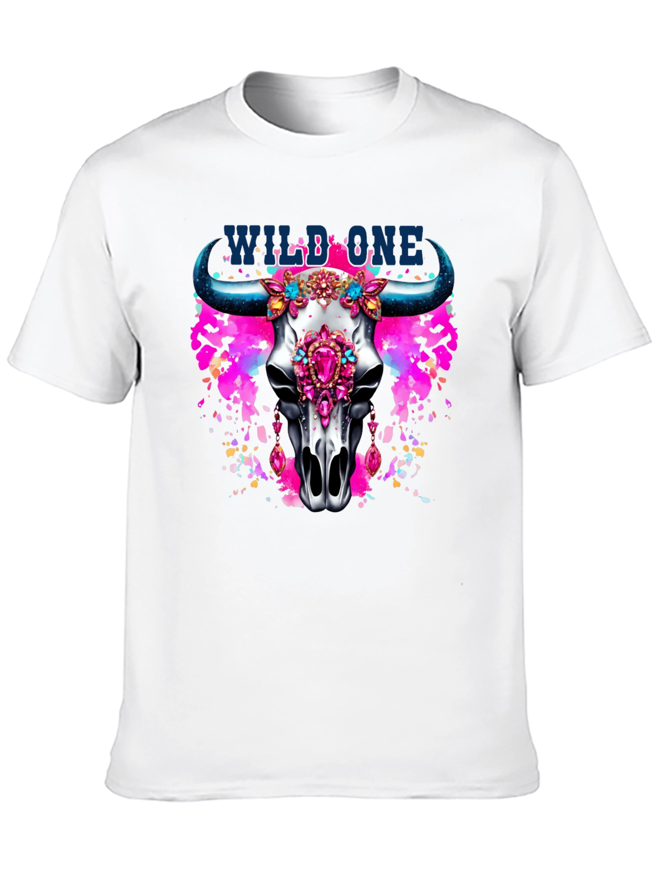 Wild One Bull Skull Graphic T-Shirt