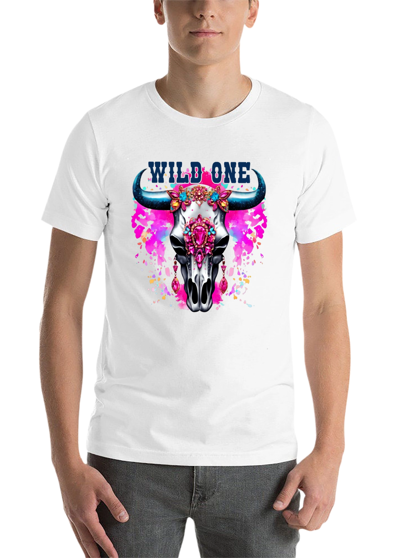 Wild One Bull Skull Graphic T-Shirt