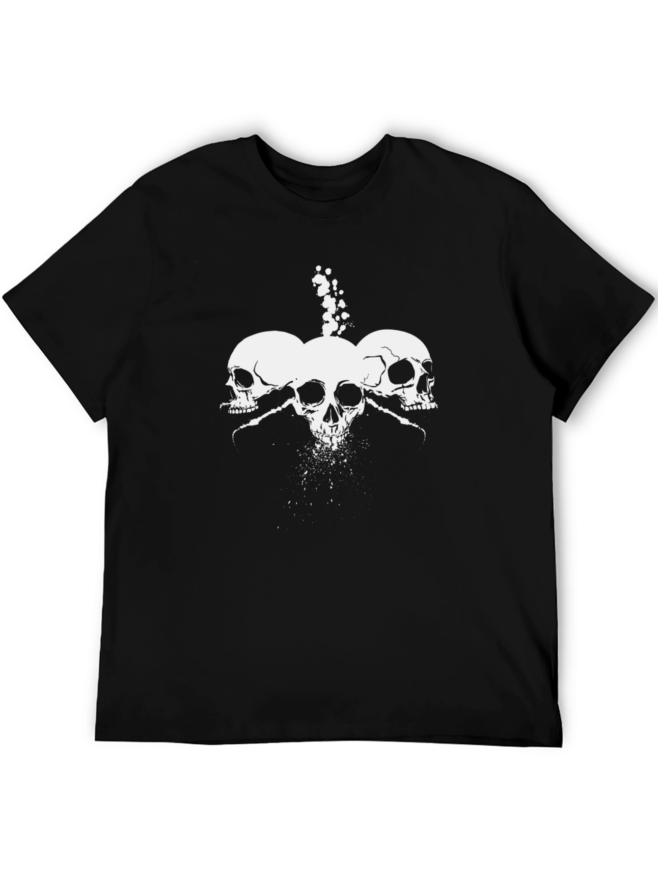 Skull Trio Graphic Tee - Bold Black T-Shirt
