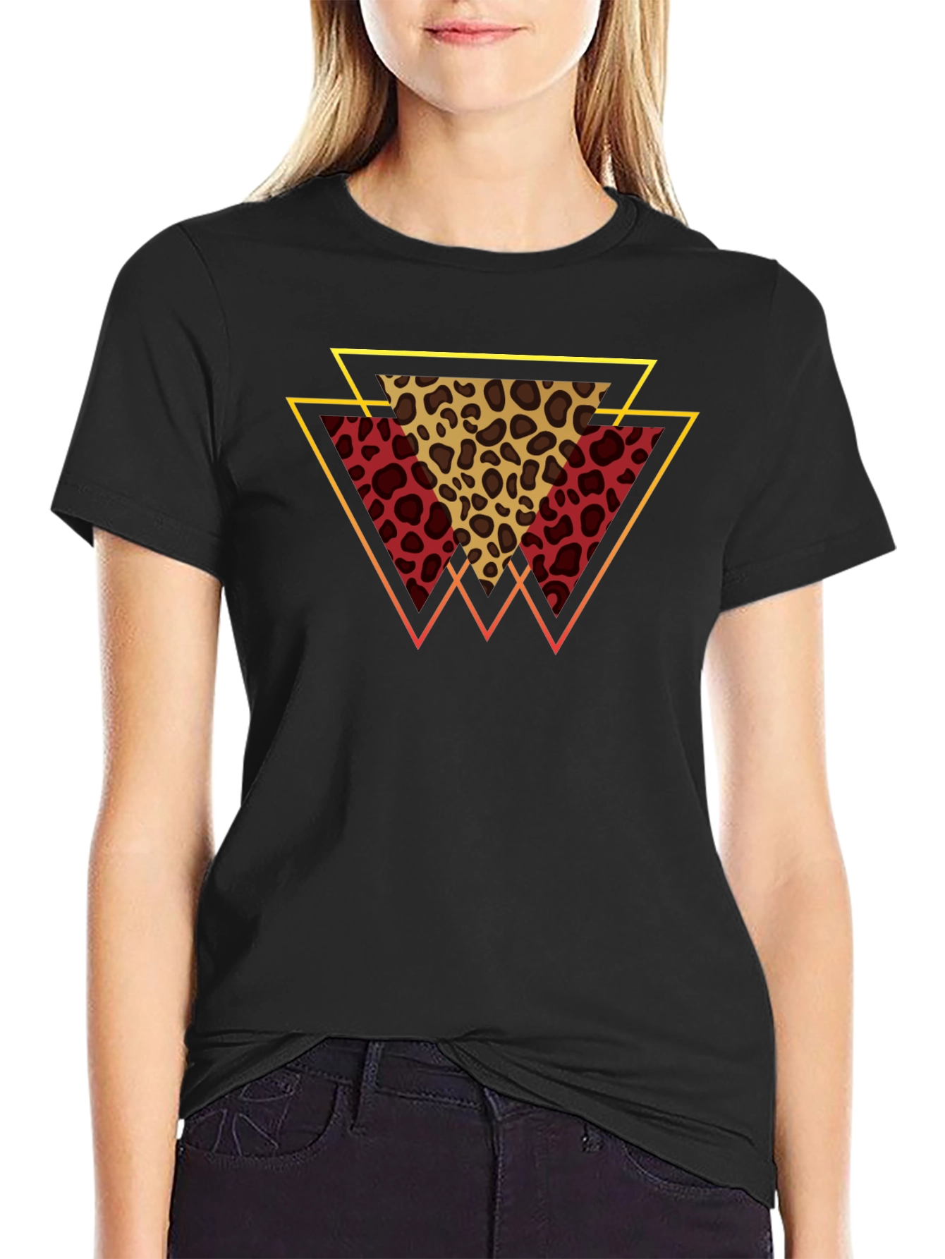 Geometric Leopard Print Tee - Stylish Mens T-Shirt