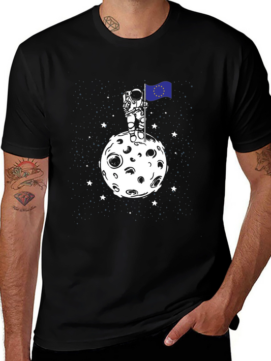Astronaut EU Flag Moon T-Shirt - Space Graphic Tee