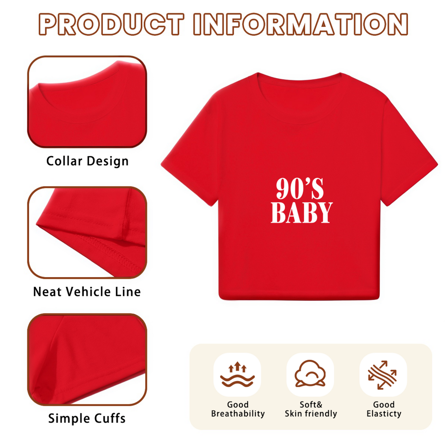 Retro 90¡¯s  Bold Red Crop Top ¨C Y2K Nostalgia Statement Tee