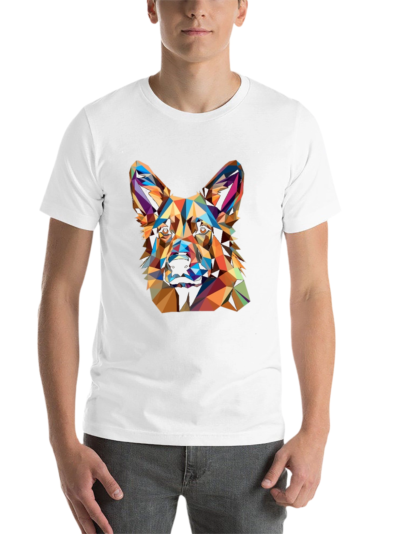 Geometric Dog Head Graphic T-Shirt